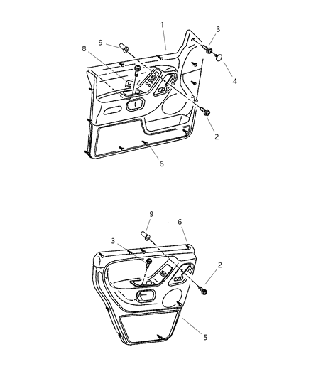 Retainer Trim Panel Pin Portion Of 6505539Aa Diagram for 5012874AA