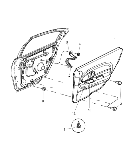 Ash Receiver Quarter Panel Door Panel Diagram for JU27JX8