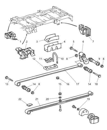 2023 Ram ProMaster 2500 Bracket Spring Shackle Diagram for 5118663AA