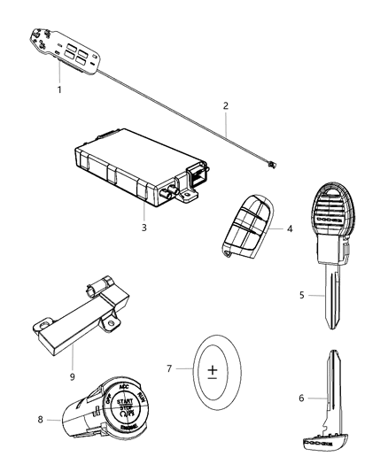 2005 Chrysler Town & Country Module Ignition Switch Push Button Diagram for 68207000AD