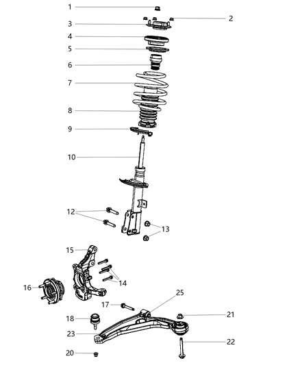 Strut Front Suspension Diagram for 68026148AA