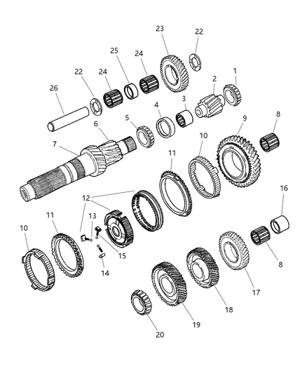 Gear Countershaft Sixth Diagram for 5010074AA
