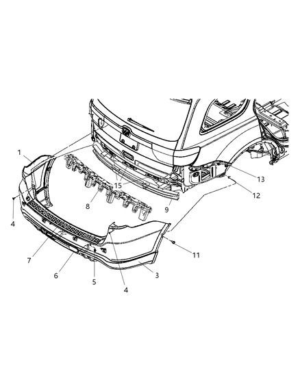 1984 Dodge Power Ram 50 Step Pad Rear Fascia Diagram for 68092121AA