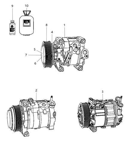2001 Chrysler Town & Country Compressor A/C Complete Diagram for 68084914AA