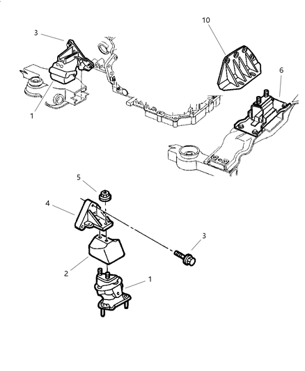 1992 Chrysler Town & Country Cushion Engine Support Diagram for 4593285