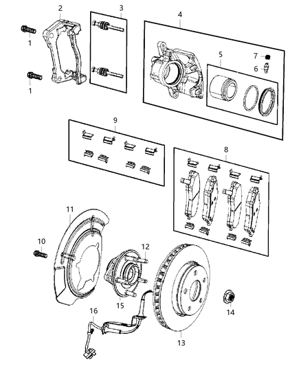 Pad Kit Front Disc Brake Diagram for 68003701AC