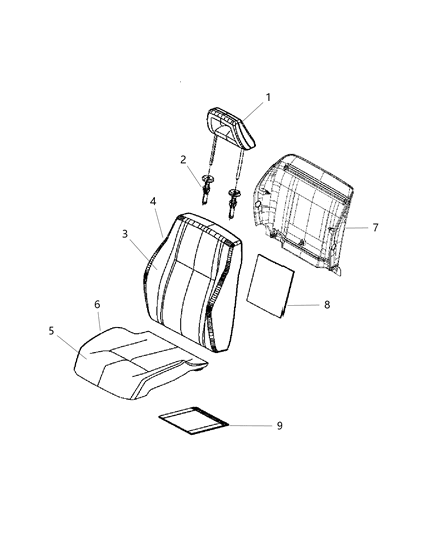 Headrest Front Diagram for 1UB13XDVAB