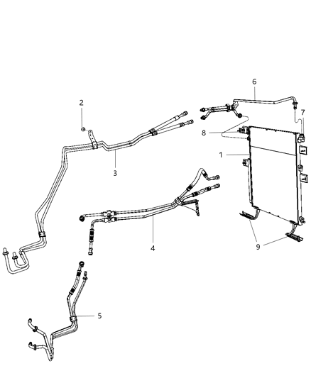 2010 Jeep Liberty Hose And Tube Oil Cooler Pressure And Return Diagram for 52014522AA