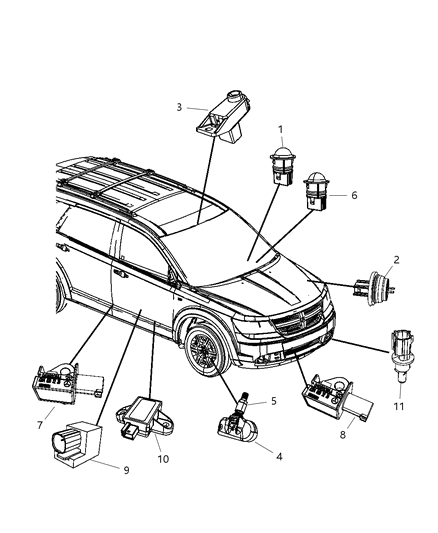 2000 Chrysler Town & Country Sensor Package Tire Pressure Diagram for 68001698AB