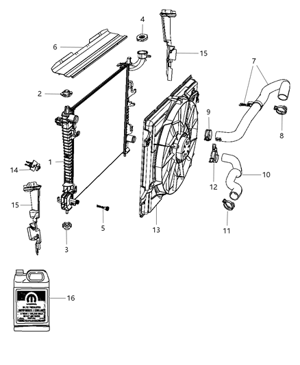Hose Radiator Outlet Includes Clamps Diagram for 52014895AB