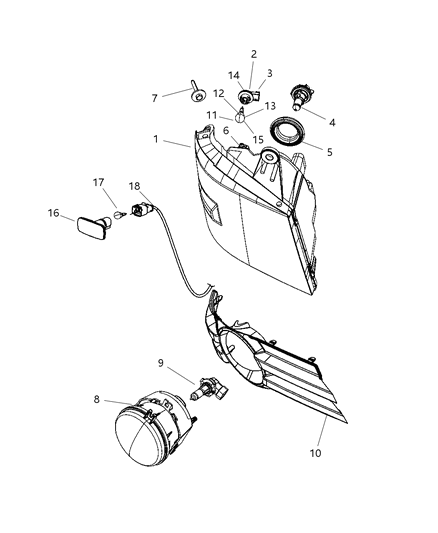 Lamp Headlamp Parking And Turn Diagram for 5113334AD