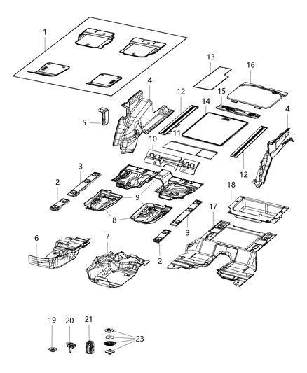 Lid Load Floor Diagram for 6BP45TX7AD