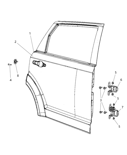 Door Rear Diagram for 68040233AA