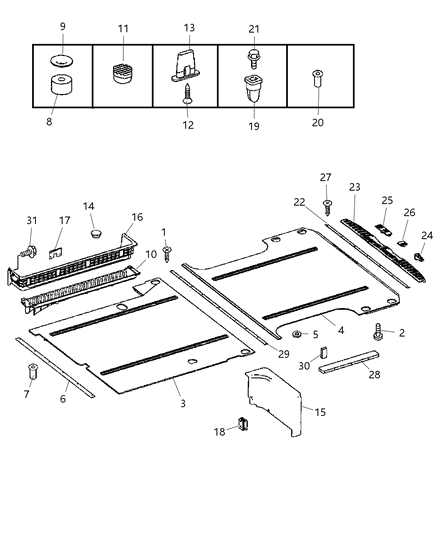 Molding Cargo Area Carpet Diagram for 68010771AA