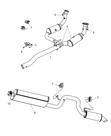 Muffler And Tailpipe Exhaust Diagram for 52109806AG