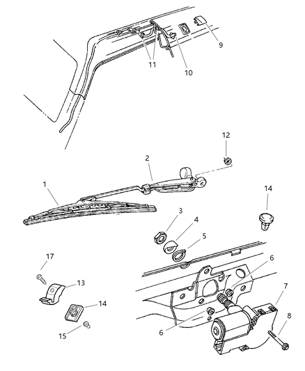 Blade Rear Wiper Diagram for WBRW0011AB