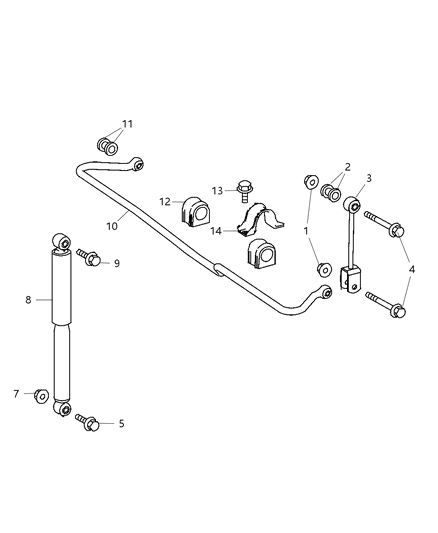 Bushing Stabilizer Bar Diagram for 68013814AA