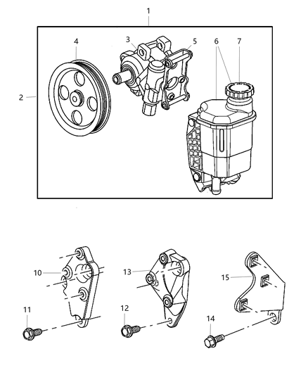 Bracket Power Steering Pump Rear Bracket Diagram for 53032635AA
