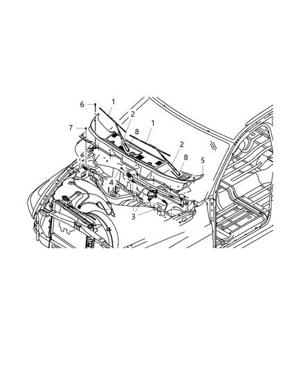 2009 Jeep Patriot Motor And Linkage Windshield Wiper Diagram for 55372141AI