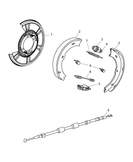 2016 Ram ProMaster 3500 Plate Brake Shoe Guide Diagram for 5101691AA