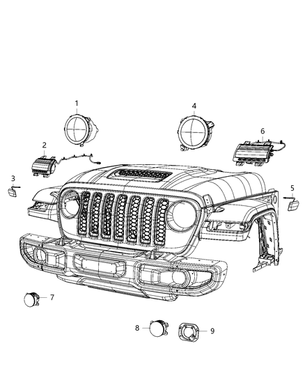 Fog Lamp Assembly, Front Diagram for 68307273AE
