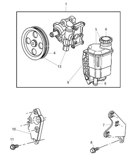 Pump Assembly Power Steering With Pulley Diagram for 52121690AA