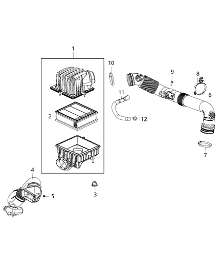 Clamp Air Cleaner Duct Diagram for 68260314AA