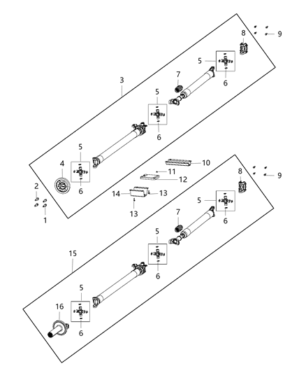 Shaft Drive Rear 2-Piece Diagram for 68213397AA