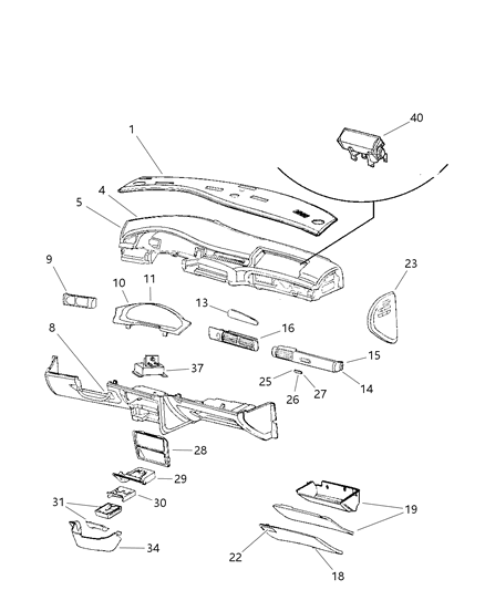 2006 Dodge Ram 3500 Airbag, Passenger, Up To 1-31-94, Passenger Side Diagram for GA04MAZ