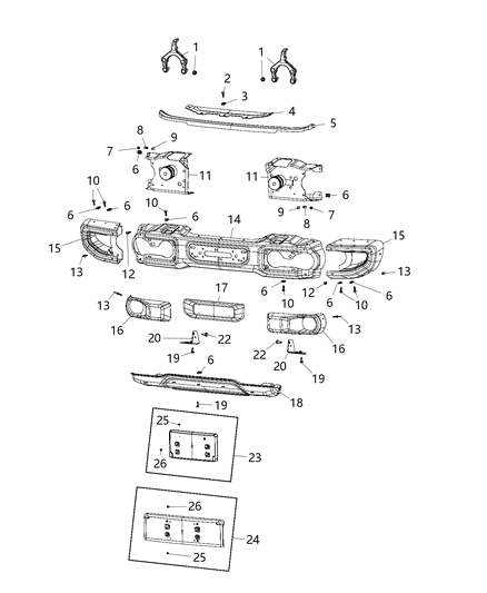 1988 Jeep J20 Bracket Kit Bumper Diagram for 68325051AB