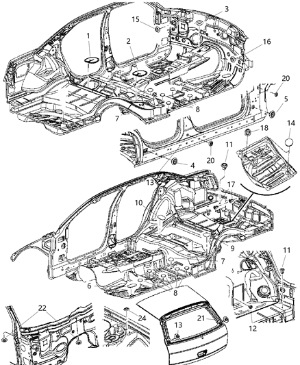 Plug Floor Pan Diagram for 55360966AA