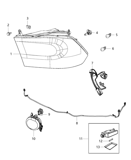 Lamp Headlamp Parking And Turn Diagram for 68096438AD