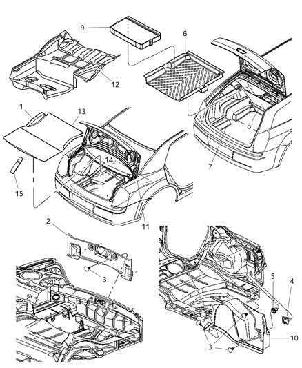 2006 Dodge Magnum Carpet Luggage Compartment Diagram for 4628934AC