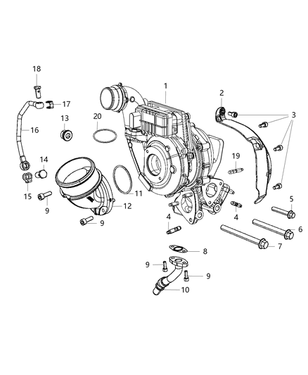 Stud Turbocharger To Exhaust Diagram for 68211216AA