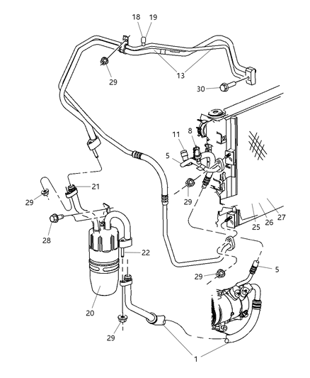 2009 Dodge Caliber Line A/C Discharge Diagram for 5058553AC