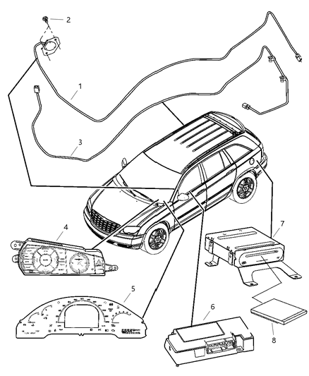 2005 Chrysler Pacifica Cable Global Positioning Antenna Diagram for 4685958AD