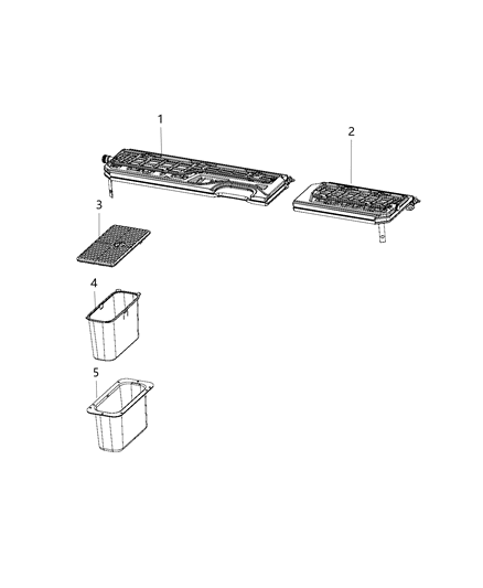 2018 Ram 1500 Cover Storage Bin Foot Wells, Second Row Floor Diagram for 5LF14LC5AA