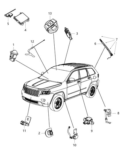 Sensor Ride Height Diagram for 68164093AA