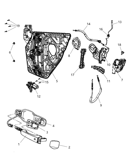 2016 Chrysler 300 Handle Exterior Door Diagram for 1RH65KGZAD