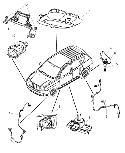 Sensor Tire Pressure Valve Stem Diagram for 56053031AB