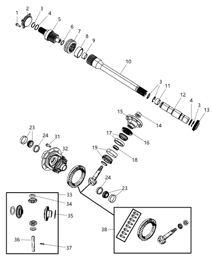 2001 Chrysler Concorde Gear Kit Ring And Pinion Diagram for 5015895AC