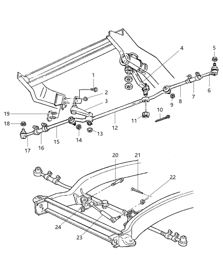 1997 Dodge Ram 3500 Tie Rod Assembly, Front Suspension Diagram for 52037583
