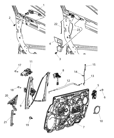 Regulator Front Door Window Diagram for 68027865AA