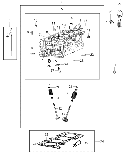 2018 Chrysler Pacifica Head Assembly Engine Cylinder Diagram for 5048585AA