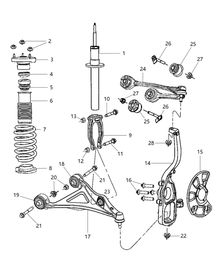2008 Dodge Magnum Mount Strut Upper Diagram for 4895414AD