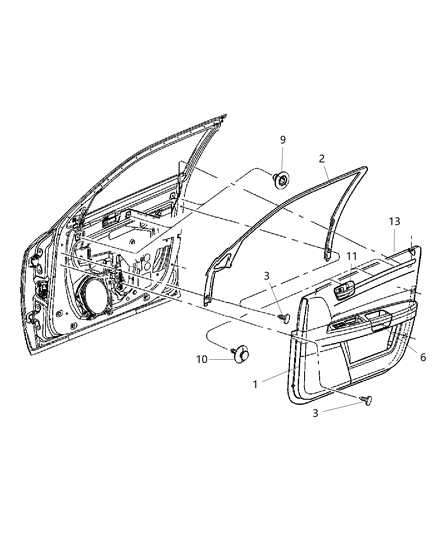 1989 Dodge Lancer Plug Door Trim Panel Diagram for 1AE55BD5AA