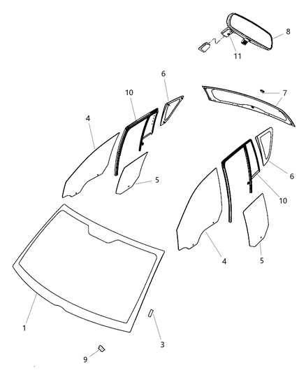 2013 Dodge Charger Glass Rear Door Diagram for 5074818AC