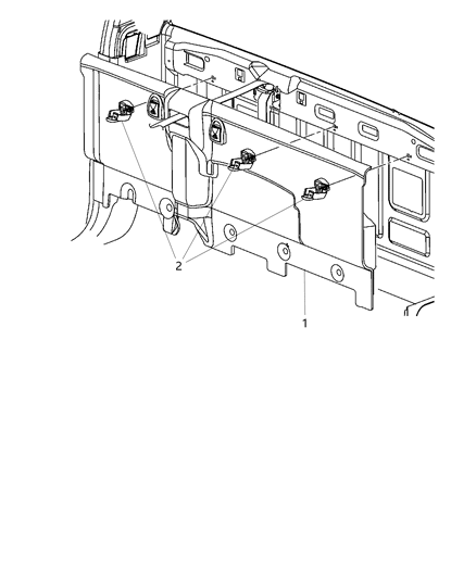 Panel Cab Back Trim with Child Seat Tether, Rear Diagram for 1VD95DX9AA