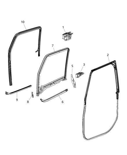 Channel Front Door Glass Upper Diagram for 68294395AB