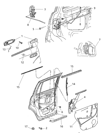 2009 Dodge Durango Latch Rear Door Diagram for 55364985AA